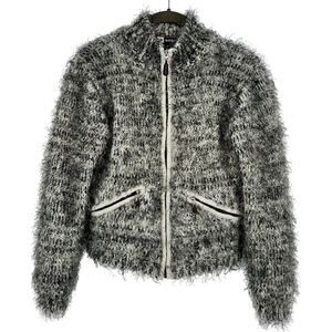Jamie Sadock Cardigan Full Zip Pockets Eyelash Sweater Petite SEE MEASUREMENTS!